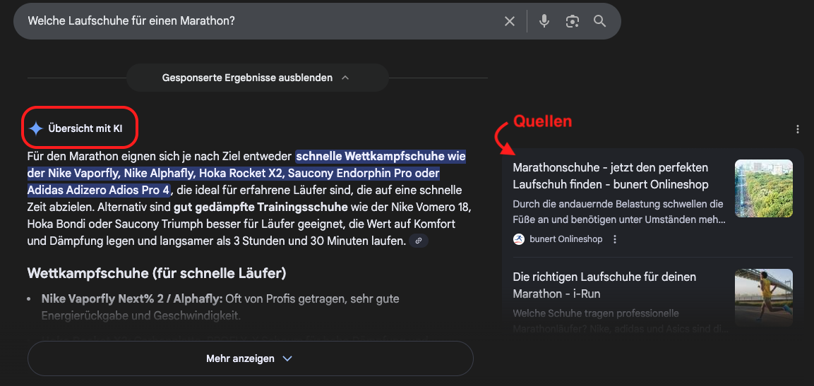 Die KI-Übersicht in der Google-Suche